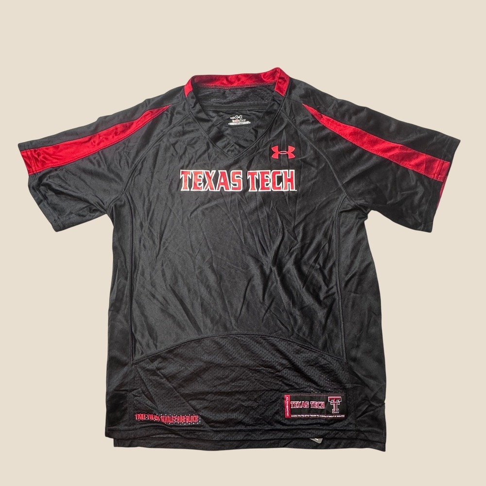 Under Armour Jersey Youth M Black Texas Tech Red Raiders Replica HeatGear Mesh